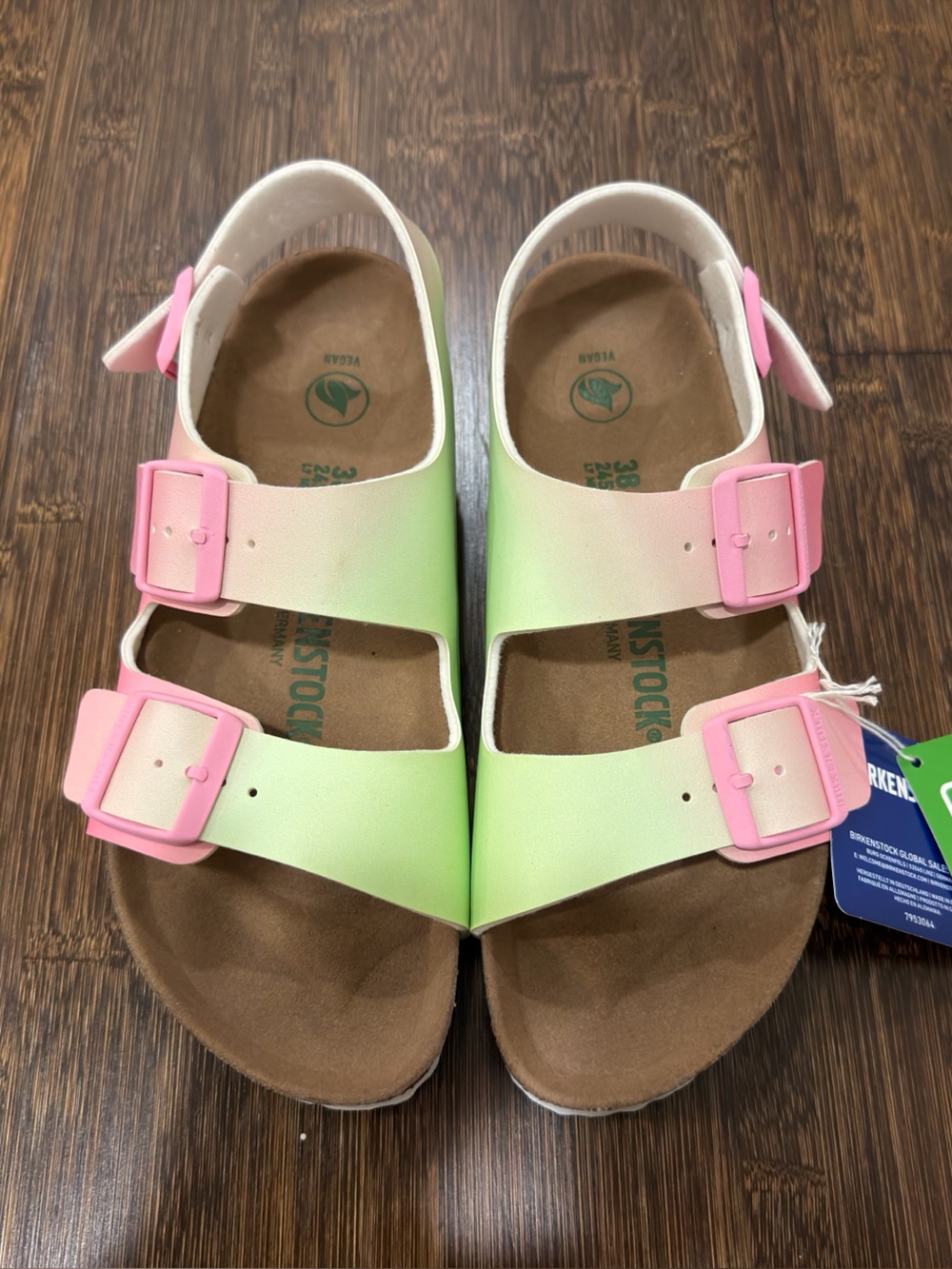 Birkenstock Milano Candy Pink Faded Lime NWT size 7
